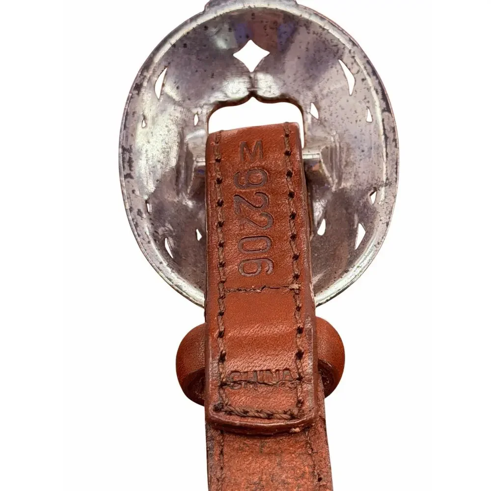 Vintage Western Braided Floral Concho Belt M Women’s Brown Leather Boho Festival